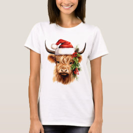 Camiseta Hayland Cow Christmas: Arte de Natal Única