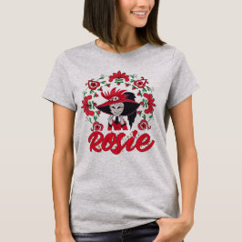 Camiseta Hazbin Hotel Rosie With Red Flowers Frame
