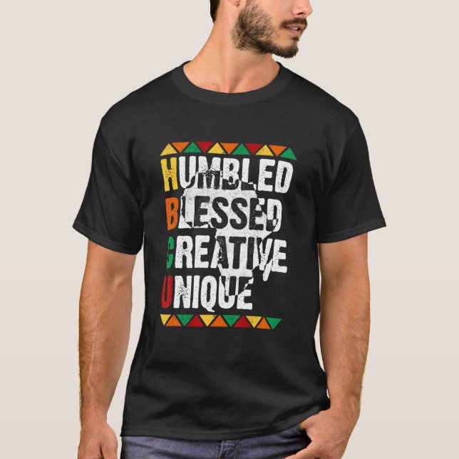 Camiseta HBCU Humbled Blessed Creative Unique Afro College  (Frente)