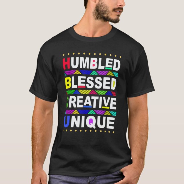 Camiseta HBCU Humbled Blessed Creative Unique Historical (Frente)