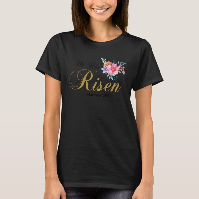 Camiseta He Has Risen Jesus Religous Easter Sunday Christia (Frente)