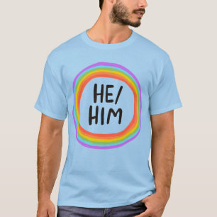 Camiseta HE/HIM Pronuncia Círculo Arco-Íris Colorido Cami
