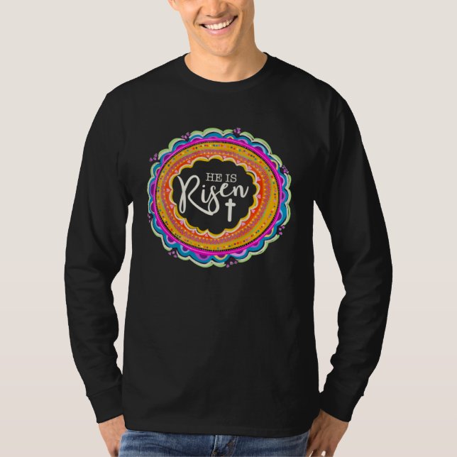 Camiseta He is Risen Easter Christian Clothing Matthew 286  (Frente)