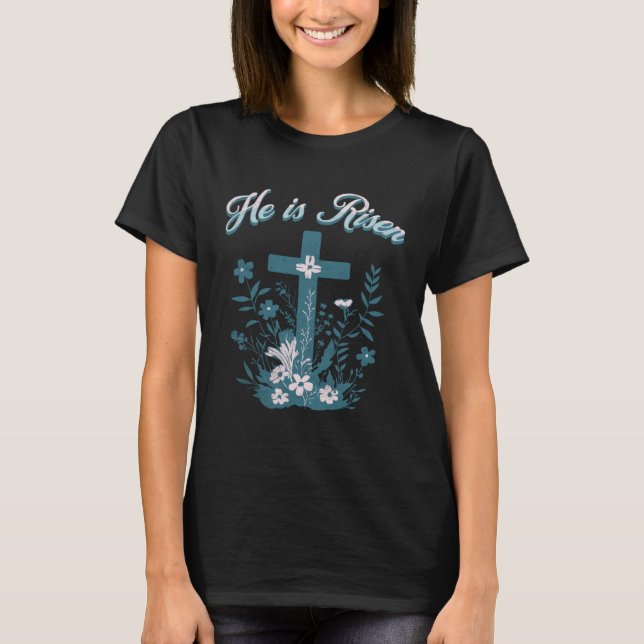 Camiseta He Is Risen Jesus Christian Bible Verse Quote East (Frente)