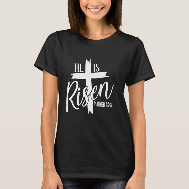 Camiseta He is Risen Jesus Christian Happy Easter Men Women (Frente)