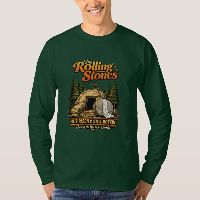 Camiseta He Is Risen Still Rocking Faith Long Sleeve Shirt (Frente)