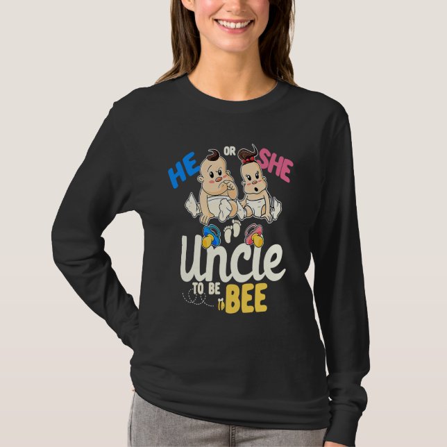 Camiseta He or She Uncle to Bee Gender Reveal Oncle Baby Sh (Frente)