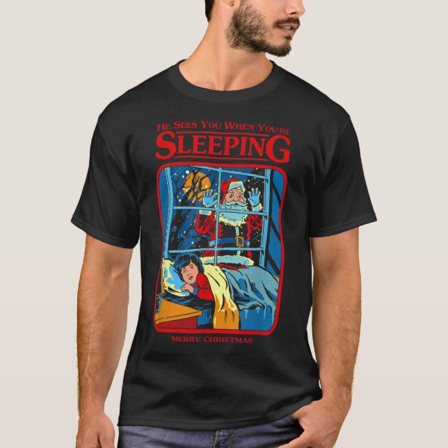 Camiseta He Sees You When You're Sleeping Merry Christmas  (Frente)