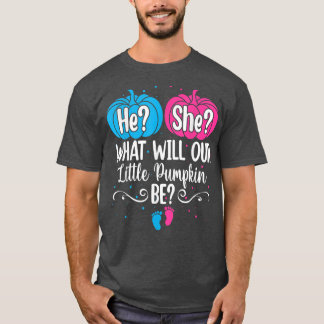 Camiseta He She What Will Our Little Pumpkin Be Gender Reve