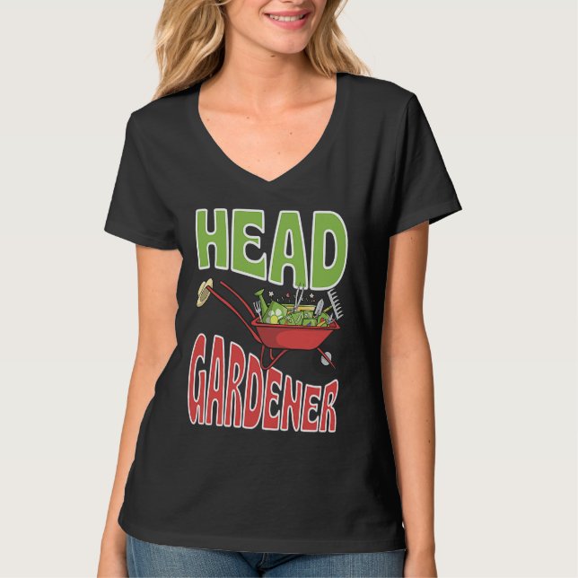 Camiseta Head Gardener Cute Summer Wheelbarrow Vegetable Ga (Frente)