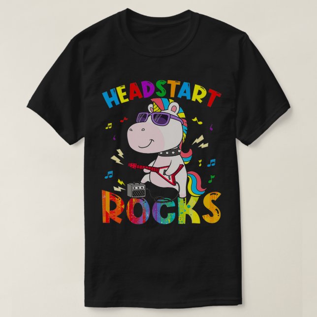 Camiseta Headstart Rocks Unicorn Crianças De Volta À Escola (Frente do Design)