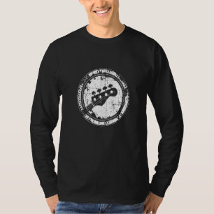 Camiseta Headstock de Baixo Vintage para Baixista e Baixo
