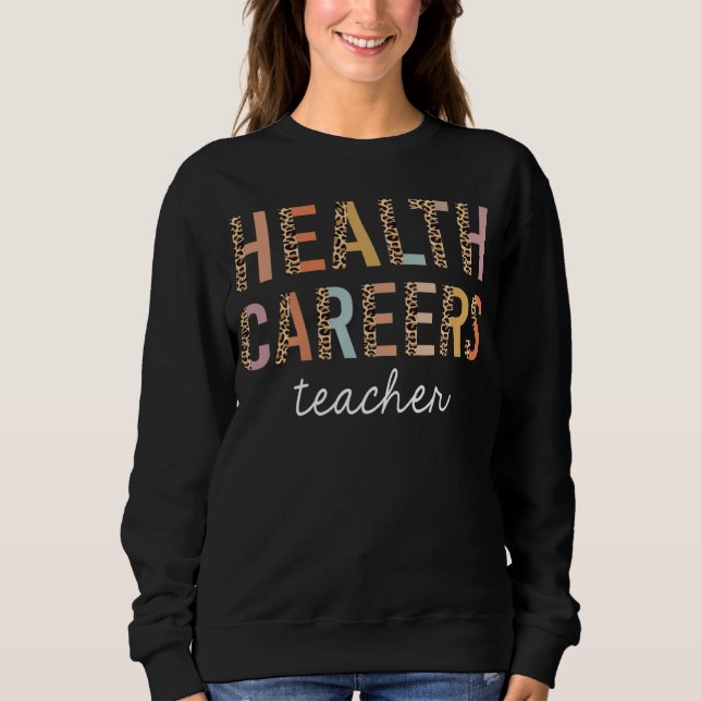 Camiseta Health Careers Teacher Leopard Cute Back to School (Frente)