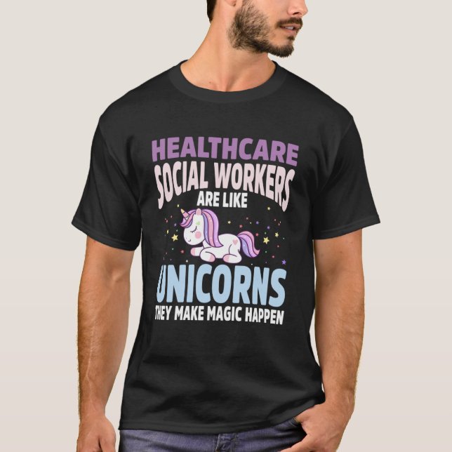 Camiseta Healthcare Social Worker Unicorn Roupa - Unicorn (Frente)