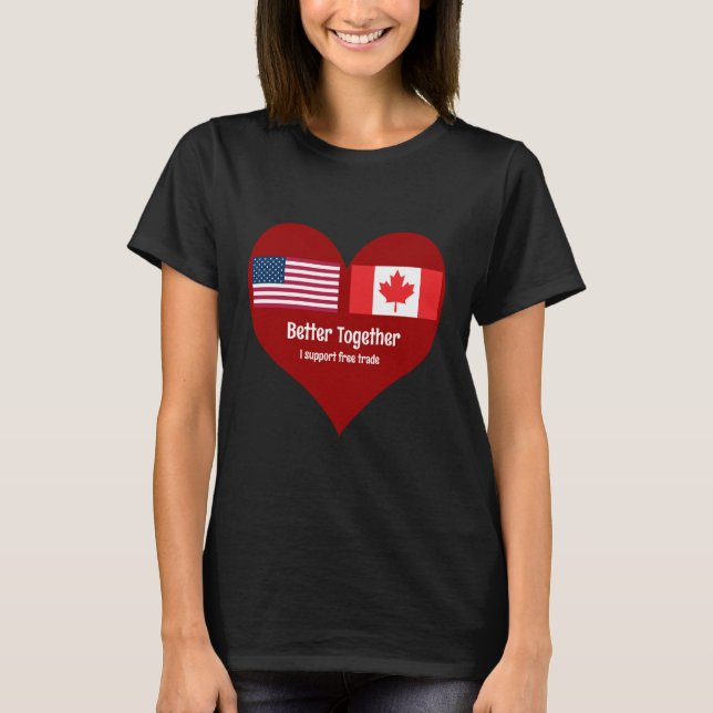 Camiseta Heart America & Canada Melhore Juntos (Frente)