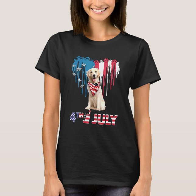 Camiseta Heart American Ouro Retriever 4 De Julho (Frente)