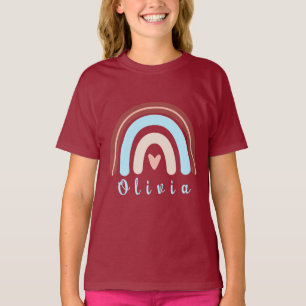 Camiseta Heart Boho Rainbow com Nome Personalizado