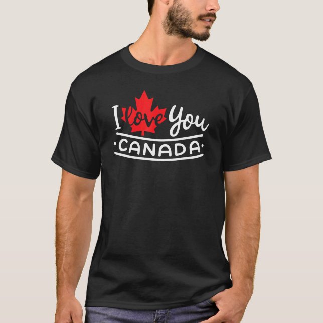 Camiseta Heart Canada Day Maple Leaf I Love You Canada (Frente)