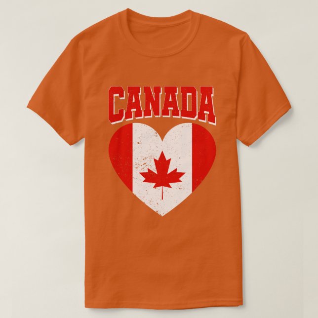 Camiseta Heart Canadian Flag Maple Leaf Canda Day Canadá (Frente do Design)