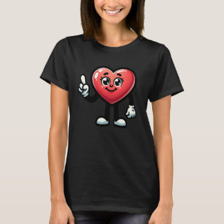 Camiseta Heart Character With Cartoon Eyes And Smiling Face