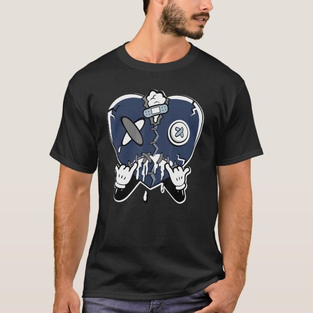 Camiseta Heart Crying  Midnight Navy 6s Matching (Frente)