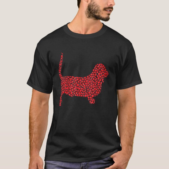 Camiseta Heart Dog  Basset Hound Puppy Valentines Day (Frente)