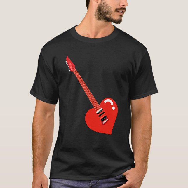Camiseta Heart Guitar Valentines Day Music Guitarist Musici (Frente)