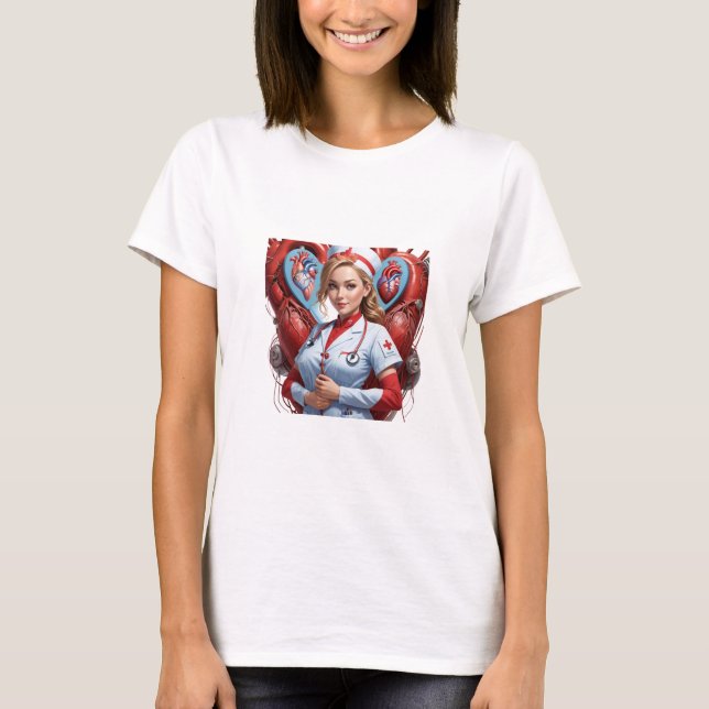 Camiseta Heart & Healing – Nurse with Anatomical Heart  (Frente)