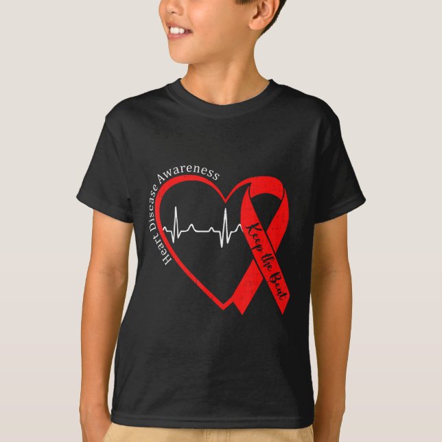 Camiseta Heart Health Heart Disease Awareness Chd Heartbeat (Frente)