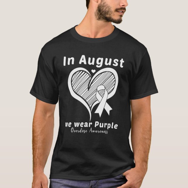 Camiseta Heart In August We Wear Purple Overdose Awareness  (Frente)