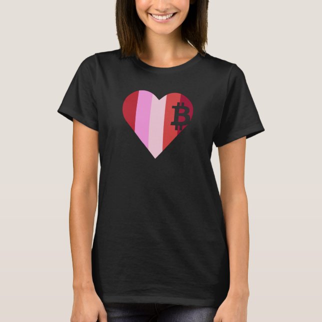 Camiseta Heart Love Bitmoney Women Girls Men Boys Family Va (Frente)