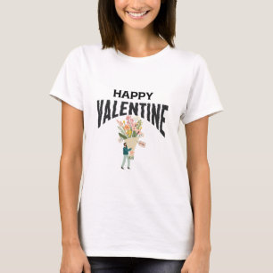 Camiseta Heart Love Man com flores Artsy Dia de os namorado
