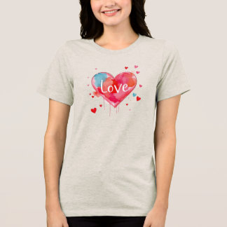 Camiseta Heart Love Modern Watercolor Artsy Valentine's Day