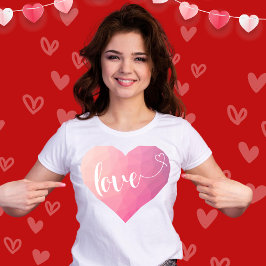 Camiseta Heart Love Modern Watercolor Dia de os namorados R