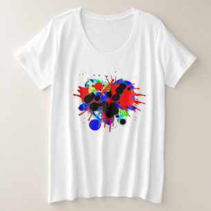Camiseta Heart Love Watercolor Brush Splatter Paint Rainbow