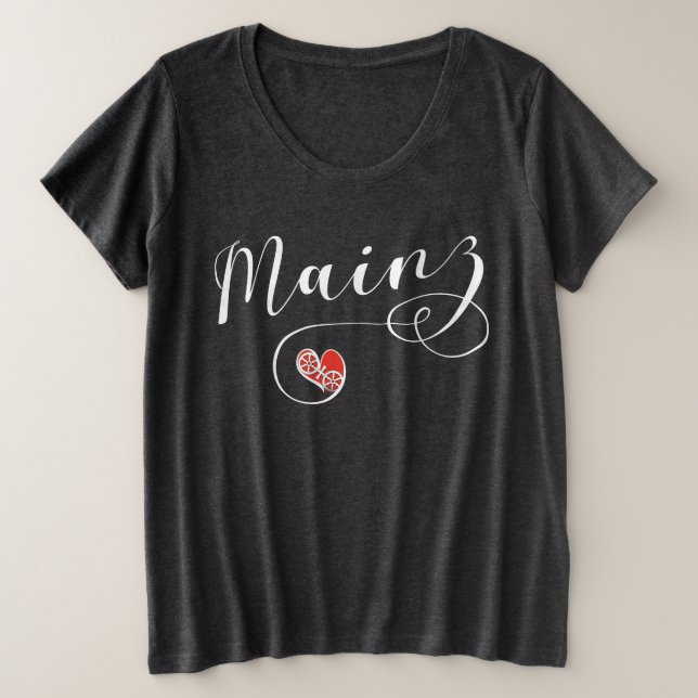 Camiseta Heart Mainz, Eu Adoro Mainz, Meenz (Frente do Design)
