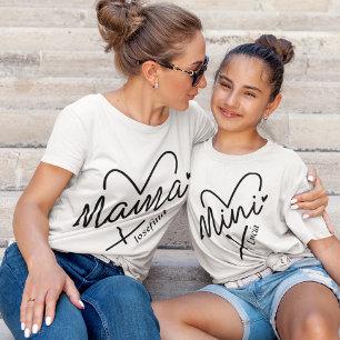 Camiseta Heart Mini com nome personalizado que corresponde 