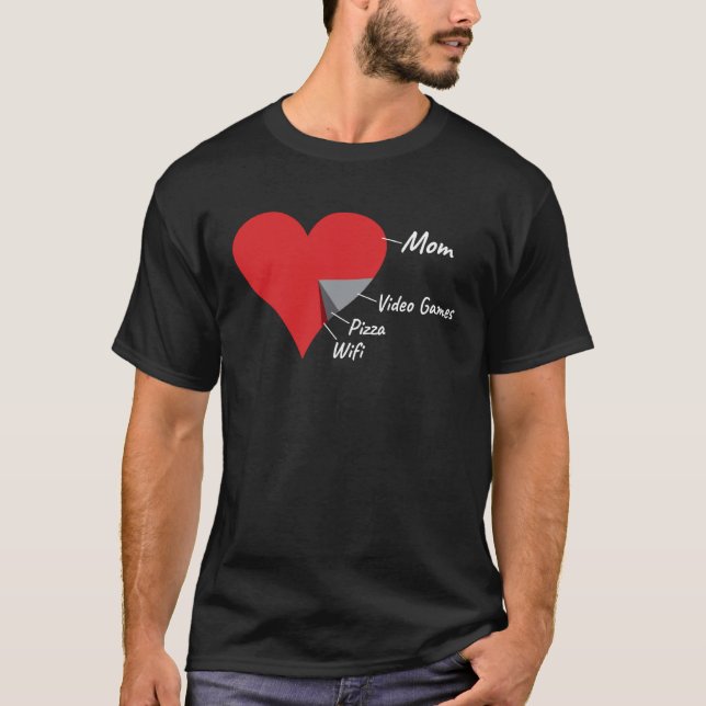 Camiseta Heart Mom Video Games Pizza Wifi Valentines Day (Frente)