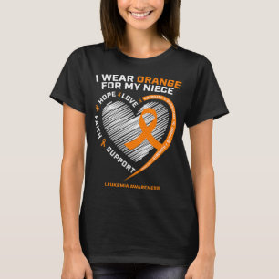 Camiseta "Heart Orange Ribbon" Para Minha sobrinha Leucemia