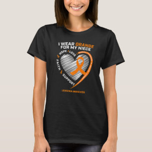 Camiseta "Heart Orange Ribbon" Para Minha sobrinha Leucemia