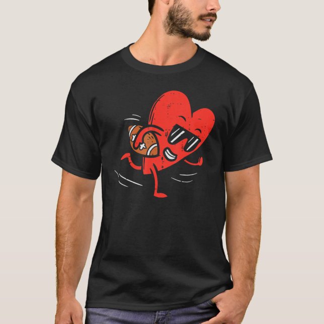 Camiseta Heart Playing American Football Dia de os namorado (Frente)