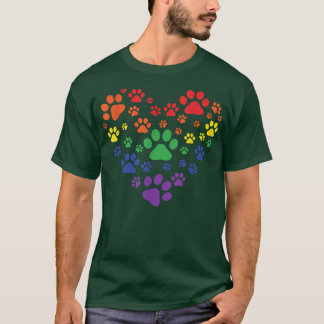 Camiseta HEART Rainbow Dog Love Paw Prints, Gay Pride Pet D