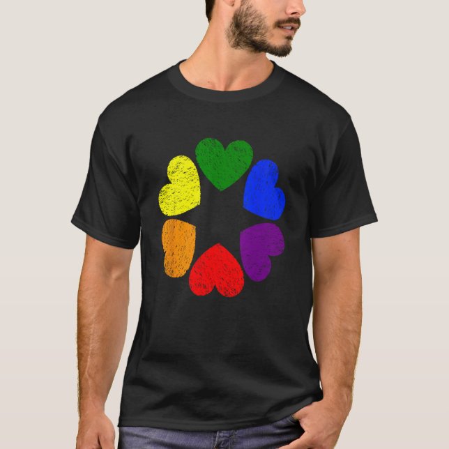 Camiseta Heart Rainbow Flag LGBT Gay Pride Month Support LG (Frente)