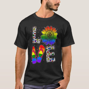 Camiseta Heart Rainbow Sunflower Love Month Orgulho gay
