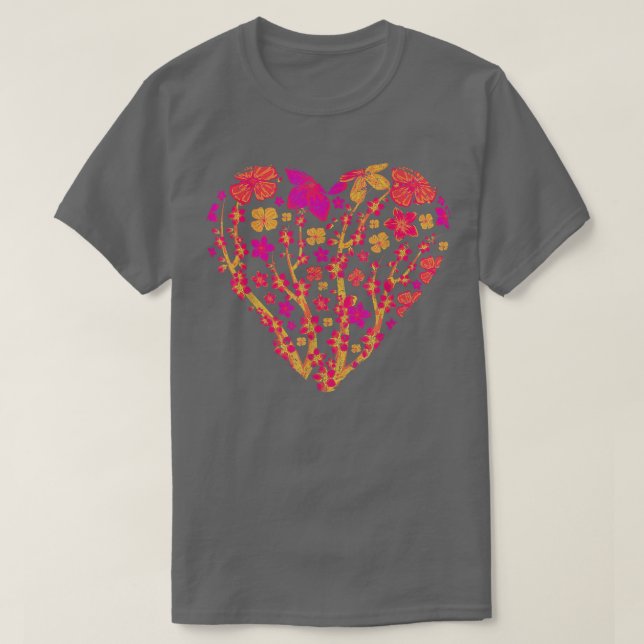 Camiseta Heart Sakura Japonês Flor 80s Cherry Vaporwave (Frente do Design)
