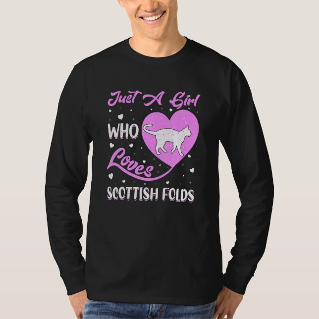 Camiseta Heart Shape Just A Girl Who Loves Scottish Folds (Frente)