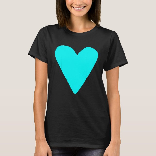Camiseta Heart Shape Symbol Love Kindness Peace Cyan (Frente)
