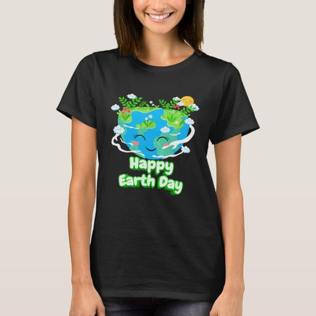Camiseta Heart Shaped Earth Day Everyday Bees World Environ (Frente)