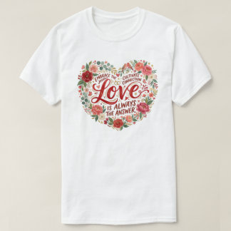 Camiseta Heart-Shaped Floral Typography