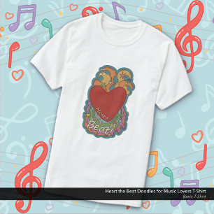 Camiseta Heart the Beat Doodles for Music Lovers